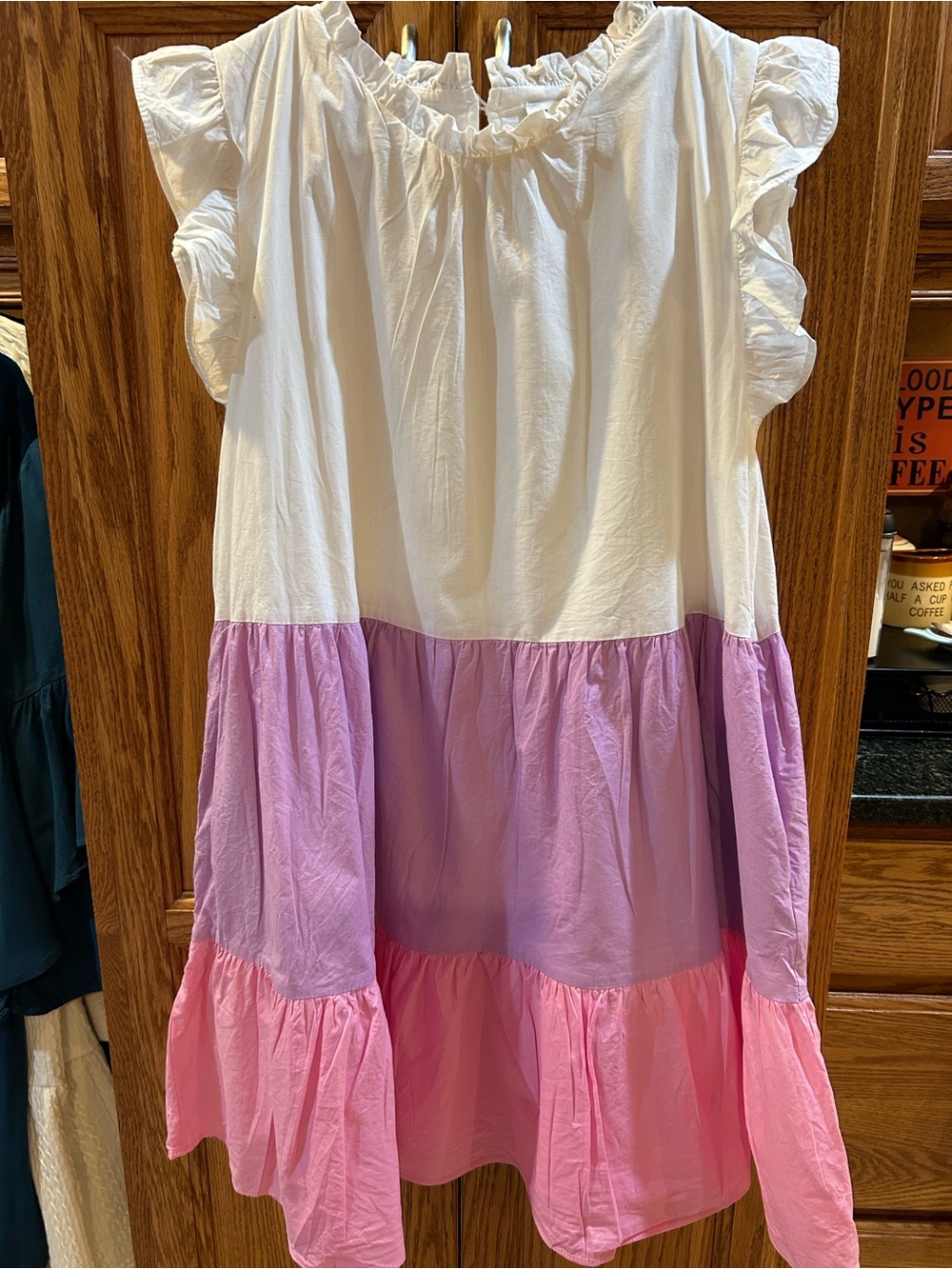 HYFVE White, Lavender & Pink Tiered Ruffle Dress